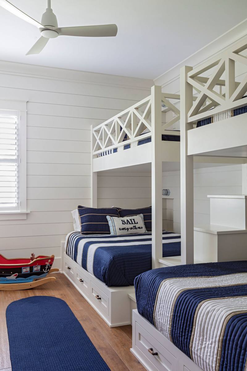 Custom bunk room with built-in beds