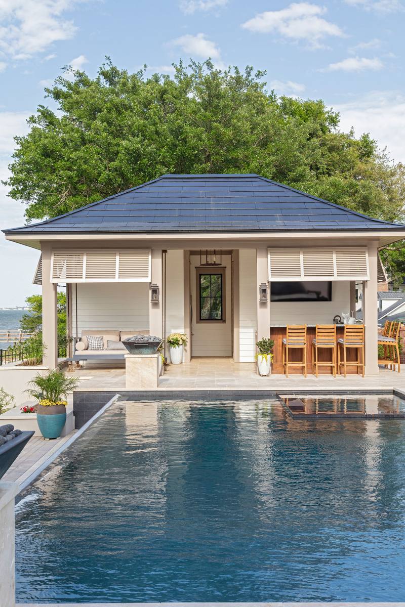 Pool house and cabana beside the pool