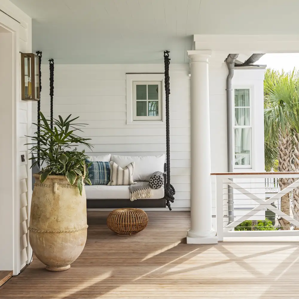 Front porch of a custom Lowcountry home