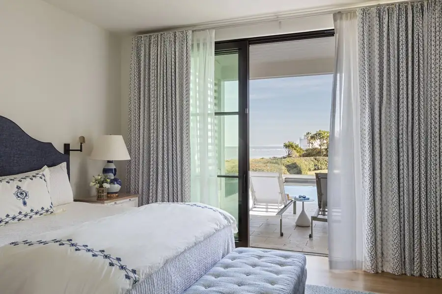 Bedroom opening to an oceanfront terrace, Sullivan's Island