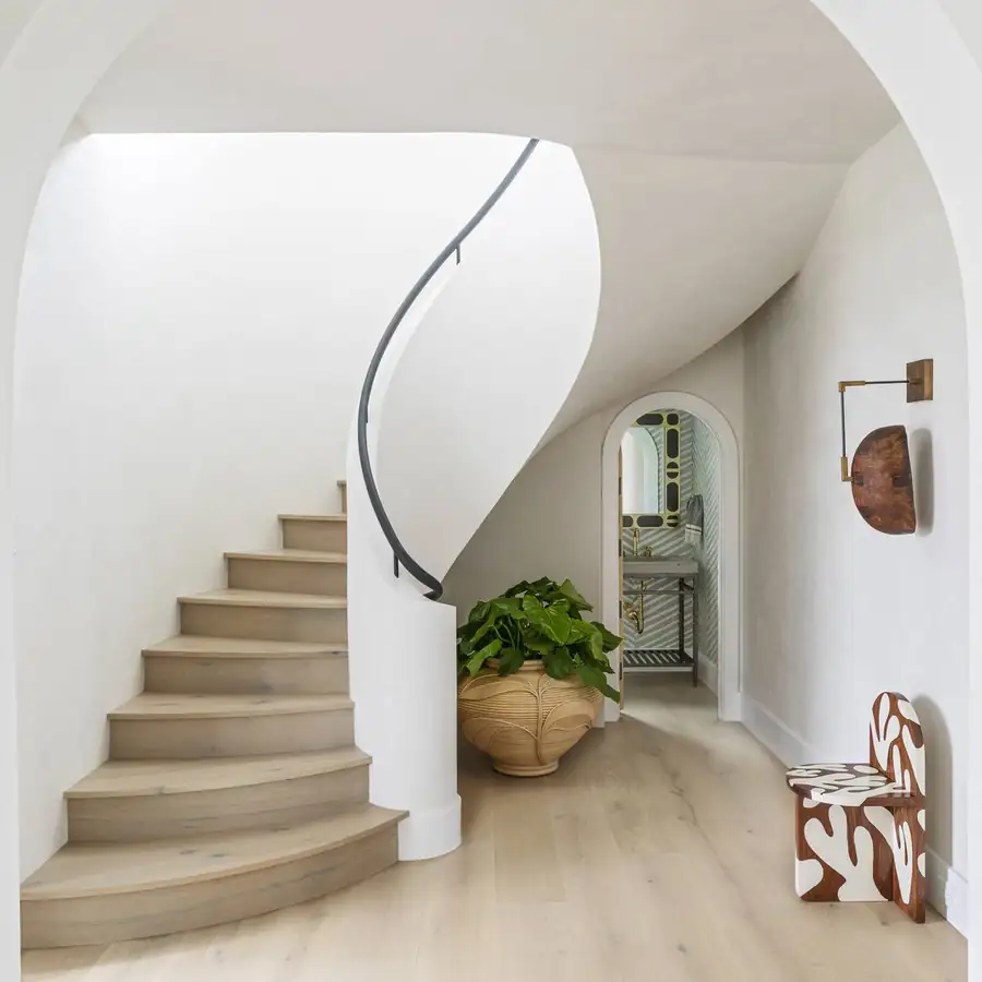Sculptural staircase in a modern Lowcountry home, Isle of Palms