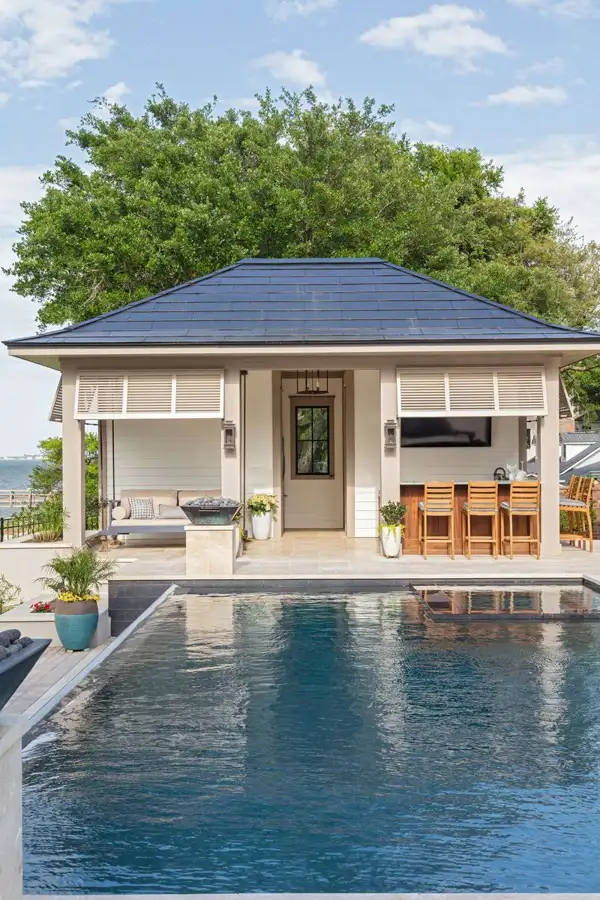 Pool house and cabana beside the pool