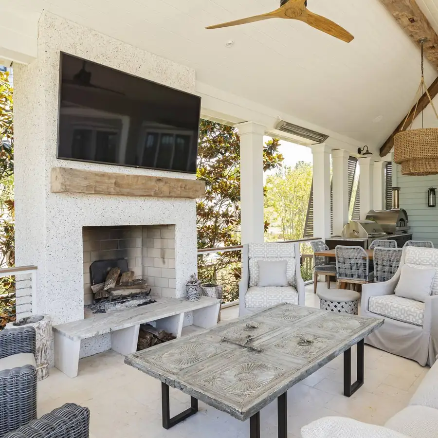 Outdoor fireplace with built-in pizza oven, Daniel Island