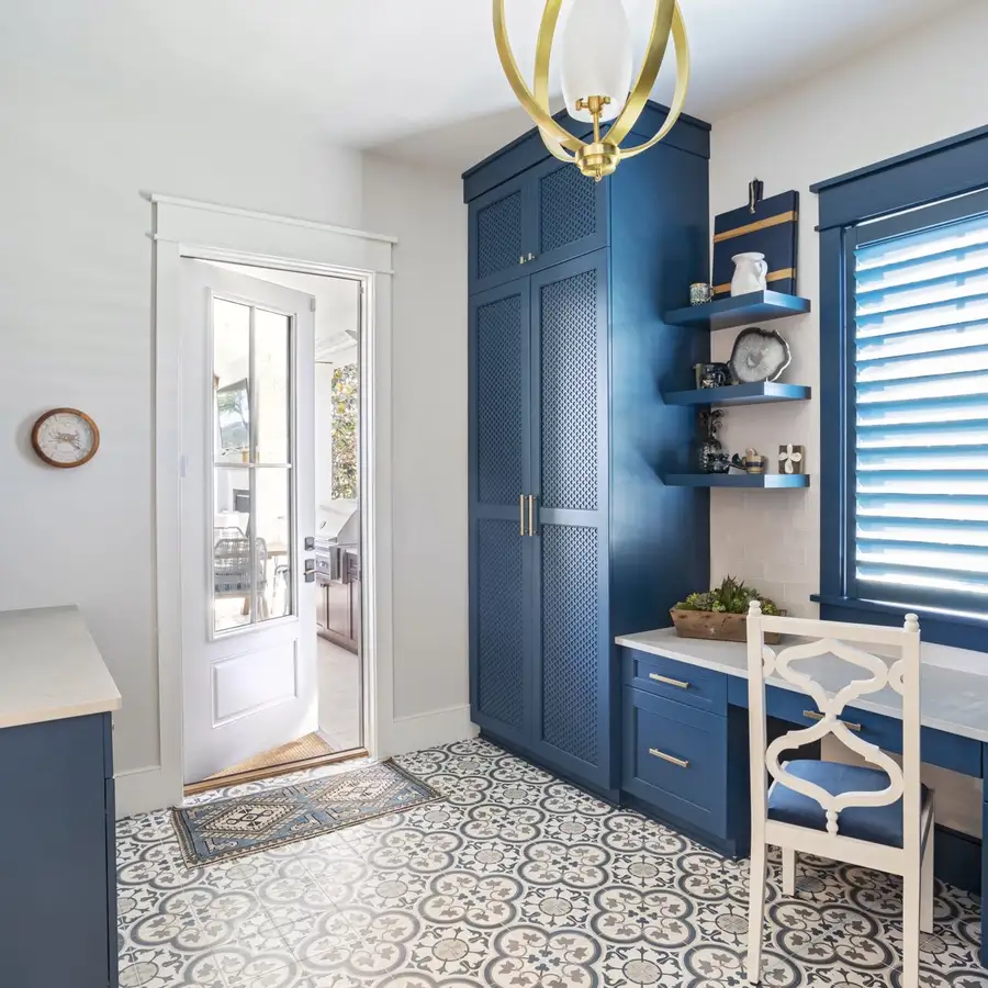 Walk-in pantry with custom shelving